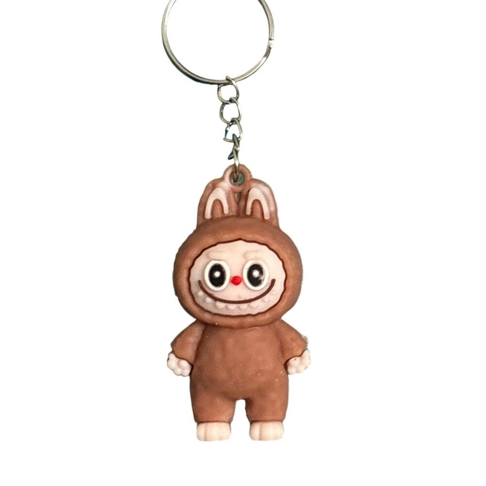 Labubu Silicone Keychain Brown Bunny Monster Figure Kawaii Bag Charm